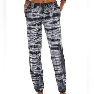 Monrow Black & Gray Tie-Dye Jogger Sweatpants Size Small